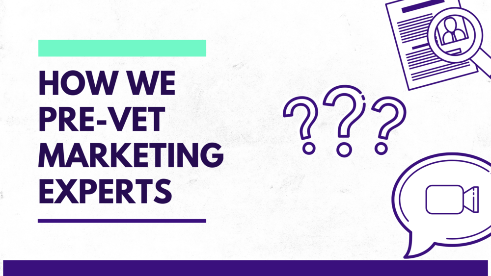 Graphic explaining GrowTal’s process of pre-vetting marketing experts.