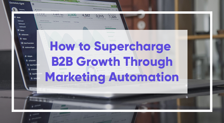 Laptop displaying marketing automation tools and graphs.