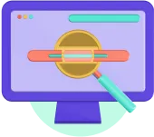 Illustration of magnifying glass on OLAP data search screen