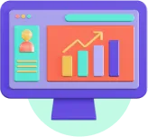 Computer screen showing growth data and user profiles