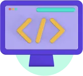 Computer monitor displaying coding brackets