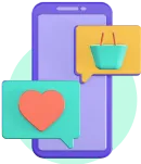 Mobile shopping and social media interaction icons