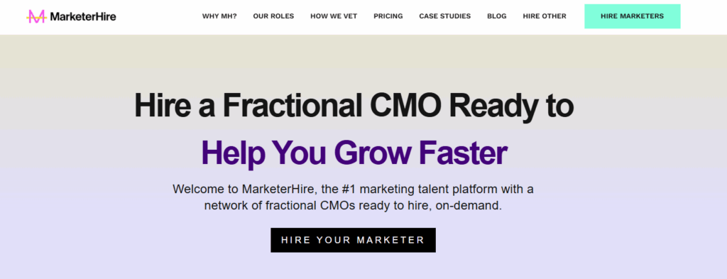 MarketerHire - a marketplace where you can find fractional CMOs for your e-commerce store.