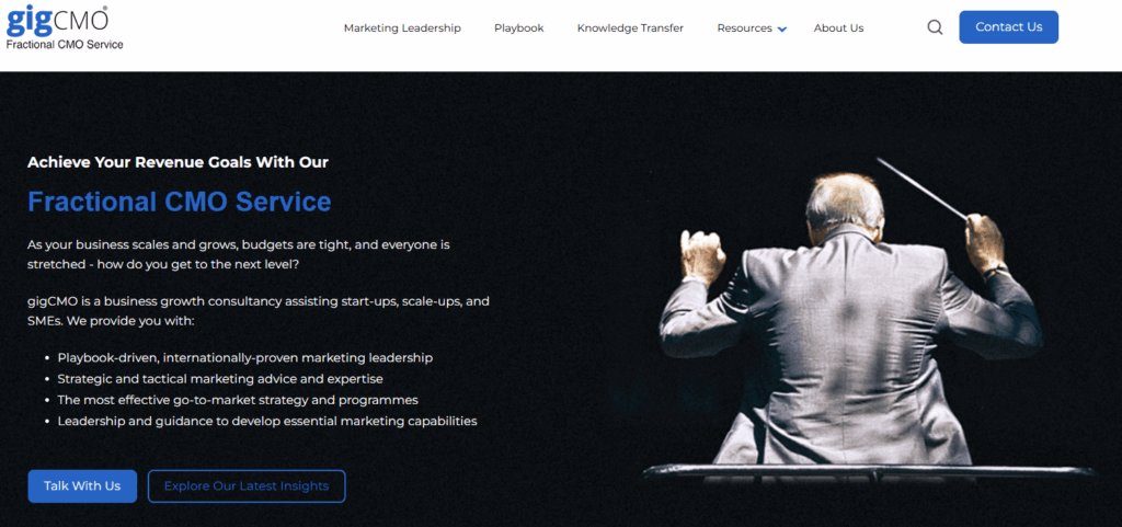 gigCMO - consulting agency that offers fractional CMO services.